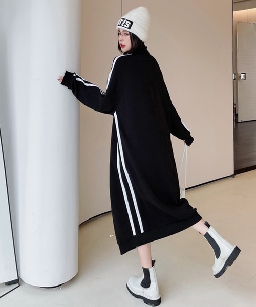 STYLEBLOCK(スタイルブロック)の「サイドラインハーフジップワンピース(ワンピース・レディース・ブラック・2XL/M)」の4枚目の写真