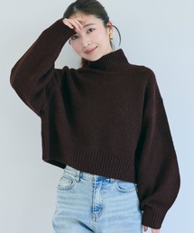 袖バルーンボトルネックニット