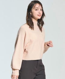 袖バルーンボトルネックニット