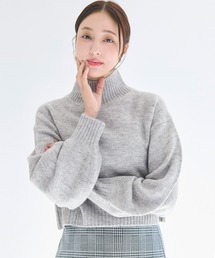 袖バルーンボトルネックニット