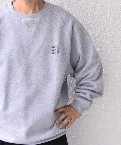 【WEB限定】SHIPS any: BLAH BLAH BLAH. ワンポイント 刺繍 ラグラン ルーズ スウェット◇（スウェット）｜SHIPS any（シップス エニィ）