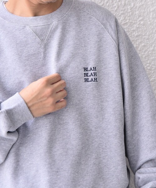 SHIPS any（シップス エニィ）の「【WEB限定】SHIPS any: BLAH BLAH BLAH. ワンポイント 刺繍 ラグラン ルーズ スウェット◇（スウェット・メンズ・ブラック/ネイビー/グレー・MEDIUM/LARGE/X-LARGE）」の8枚目の写真