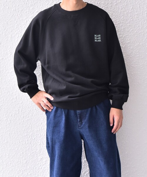 SHIPS any（シップス エニィ）の「【WEB限定】SHIPS any: BLAH BLAH BLAH. ワンポイント 刺繍 ラグラン ルーズ スウェット◇（スウェット・メンズ・ブラック/ネイビー/グレー・MEDIUM/LARGE/X-LARGE）」の12枚目の写真
