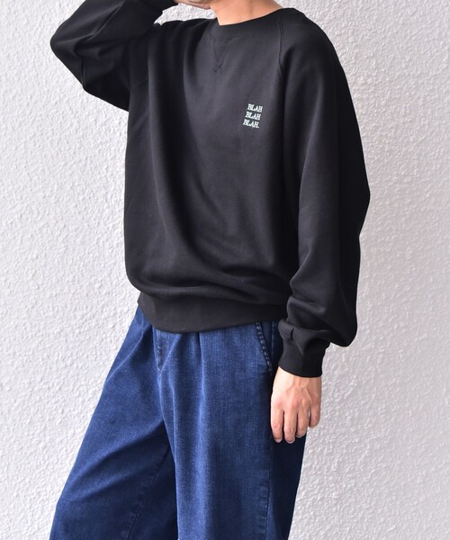 SHIPS any（シップス エニィ）の「【WEB限定】SHIPS any: BLAH BLAH BLAH. ワンポイント 刺繍 ラグラン ルーズ スウェット◇（スウェット・メンズ・ブラック/ネイビー/グレー・MEDIUM/LARGE/X-LARGE）」の14枚目の写真