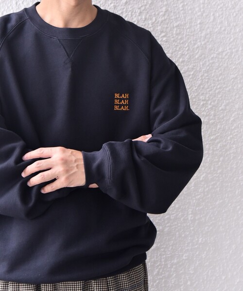 SHIPS any（シップス エニィ）の「SHIPS any: BLAH BLAH BLAH. ワンポイント 刺繍 ラグラン ルーズ スウェット◇（スウェット・メンズ・ブラック/ネイビー/グレー・MEDIUM/LARGE/X-LARGE）」の15枚目の写真