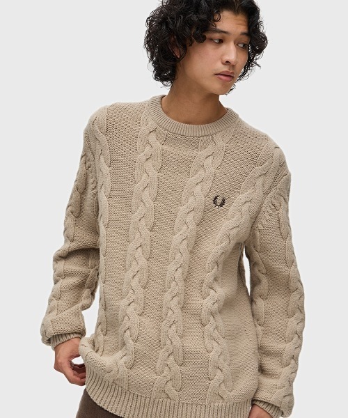 FRED PERRY MADE FOR BEAMS ベージュ セーター Sサイズ 中古・古着通販】BEAMS (ビームス) FRED PERRY (フレッドペリー) 別注