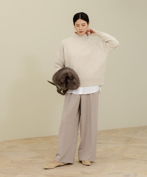 Elura(エルーラ)の「【冬パンツの新定番が登場!】TRストレッチワイドパンツ<低身長サイズあり>/147954(その他パンツ・レディース・グレイッシュベージュ/オフホワイト/ダークネイビー・LARGE/FREE(S)/MEDIUM)」の9枚目の写真