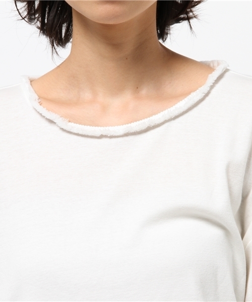 OUTLET（アウトレット）の「【mystic】ハシゴレースフリンジTシャツ（Tシャツ/カットソー・レディース・オフホワイト/ネイビー/カーキ/ブラック・FREE）」の8枚目の写真