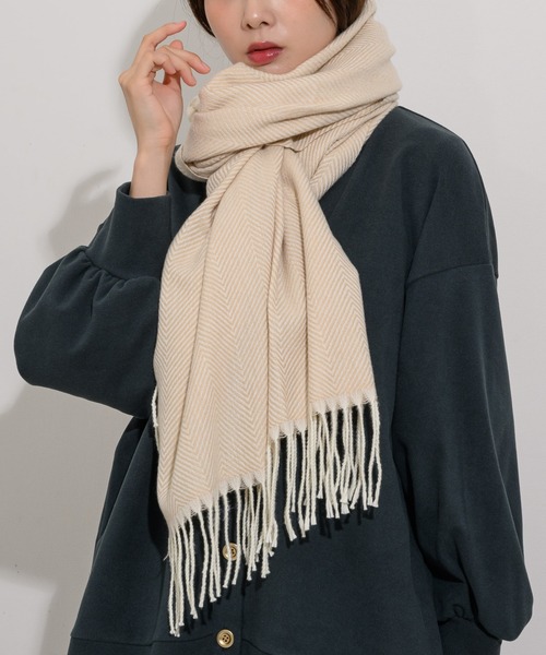 KATHARINE ROSS（キャサリンロス）の「【KATHARINE ROSS】ヘリンボーンストール（ストール/ショール・レディース・グレー/ベージュ/ピンク/グリーン・MEDIUM）」の3枚目の写真