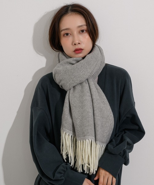 KATHARINE ROSS（キャサリンロス）の「【KATHARINE ROSS】ヘリンボーンストール（ストール/ショール・レディース・グレー/ベージュ/ピンク/グリーン・MEDIUM）」の2枚目の写真