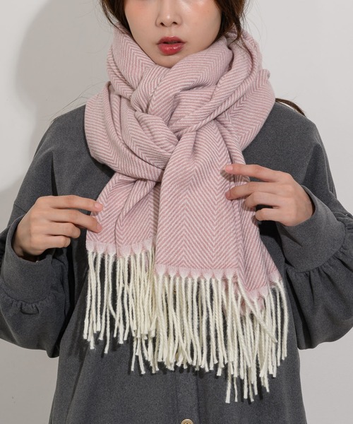 KATHARINE ROSS（キャサリンロス）の「【KATHARINE ROSS】ヘリンボーンストール（ストール/ショール・レディース・グレー/ベージュ/ピンク/グリーン・MEDIUM）」の4枚目の写真