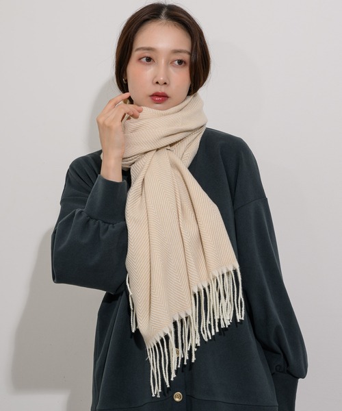 KATHARINE ROSS（キャサリンロス）の「【KATHARINE ROSS】ヘリンボーンストール（ストール/ショール・レディース・グレー/ベージュ/ピンク/グリーン・MEDIUM）」の5枚目の写真