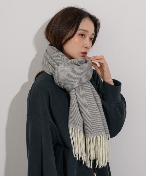 KATHARINE ROSS（キャサリンロス）の「【KATHARINE ROSS】ヘリンボーンストール（ストール/ショール・レディース・グレー/ベージュ/ピンク/グリーン・MEDIUM）」の8枚目の写真
