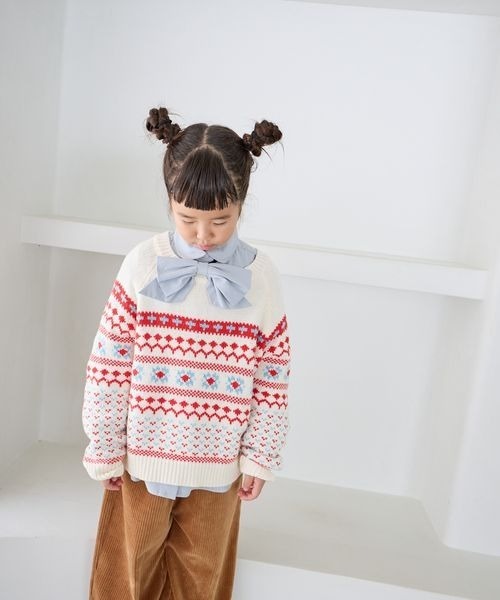 LOWRYS FARM(ローリーズファーム)の「5GJQニットLS 247414(ニット/セーター・キッズ・オフホワイト/ブルー・110cm/120cm/130cm/140cm/150cm)」の7枚目の写真
