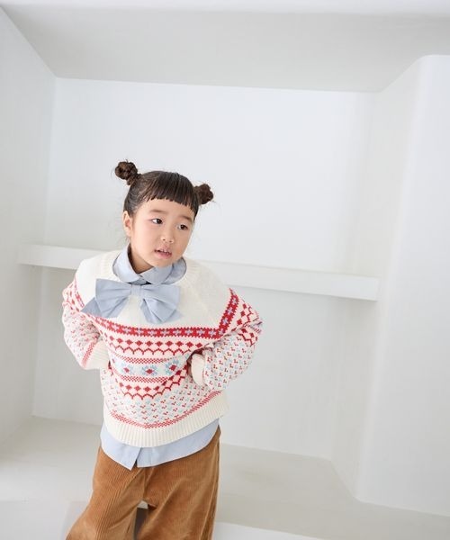 LOWRYS FARM(ローリーズファーム)の「5GJQニットLS 247414(ニット/セーター・キッズ・オフホワイト/ブルー・110cm/120cm/130cm/140cm/150cm)」の8枚目の写真