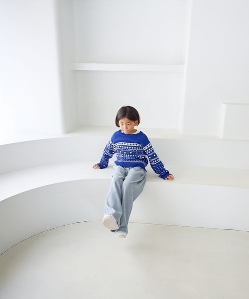 LOWRYS FARM(ローリーズファーム)の「5GJQニットLS 247414(ニット/セーター・キッズ・オフホワイト/ブルー・110cm/120cm/130cm/140cm/150cm)」の9枚目の写真