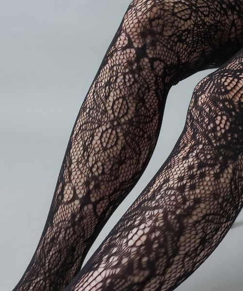 SPINNS(スピンズ)の「ガーター カラーレースタイツ(タイツ/ストッキング・レディース・ボルドー/ホワイト/ブラック・ONESIZE)」の6枚目の写真