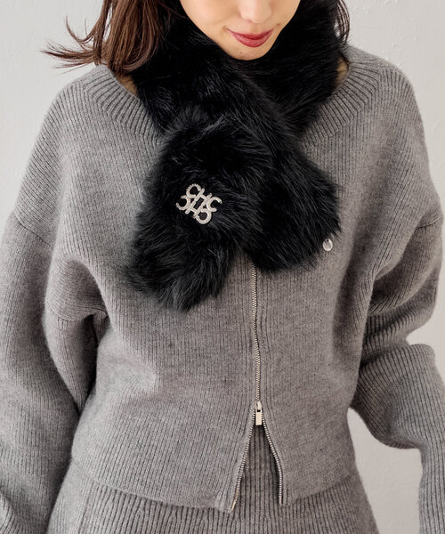 Chico（チコ）の「ブローチ付きティペット（マフラー・レディース・アイボリー/ブラウン/ブラック・FREE）」の14枚目の写真