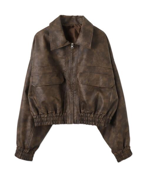 WEGO（ウィゴー）の「WEGO/フェイクレザーショートブルゾン（ブルゾン・レディース・ブラウン/グレー/ブラック・FREE）」の7枚目の写真