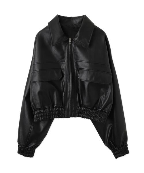 WEGO（ウィゴー）の「WEGO/フェイクレザーショートブルゾン（ブルゾン・レディース・ブラウン/グレー/ブラック・FREE）」の9枚目の写真