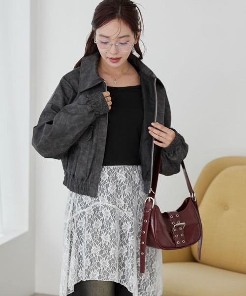 WEGO（ウィゴー）の「WEGO/フェイクレザーショートブルゾン（ブルゾン・レディース・ブラウン/グレー/ブラック・FREE）」の22枚目の写真