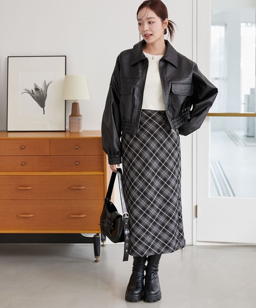 WEGO（ウィゴー）の「WEGO/フェイクレザーショートブルゾン（ブルゾン・レディース・ブラウン/グレー/ブラック・FREE）」の18枚目の写真