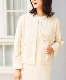 《洗える・ストレッチ・シワになりにくい》正解 ツイードノーカラージャケット【CF/クロスファンクション】