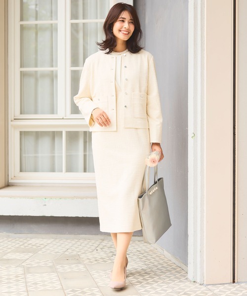 CROSS FUNCTION（クロスファンクション）の「《洗える・ストレッチ・シワになりにくい》正解 ツイードノーカラージャケット【CF/クロスファンクション】（ノーカラージャケット・レディース・ブラック/アイボリー・LL/M/L）」の17枚目の写真