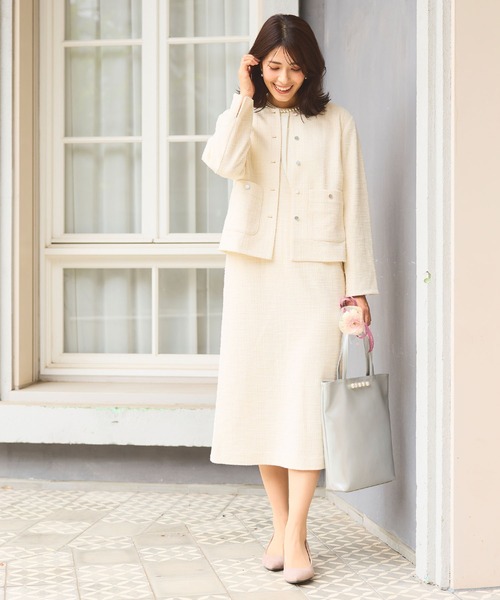 CROSS FUNCTION（クロスファンクション）の「《洗える・ストレッチ・シワになりにくい》正解 ツイードノーカラージャケット【CF/クロスファンクション】（ノーカラージャケット・レディース・ブラック/アイボリー・LL/M/L）」の18枚目の写真