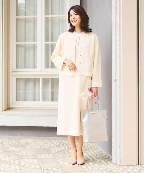 CROSS FUNCTION（クロスファンクション）の「《洗える・ストレッチ・シワになりにくい》正解 ツイードノーカラージャケット【CF/クロスファンクション】（ノーカラージャケット・レディース・ブラック/アイボリー・LL/M/L）」の19枚目の写真