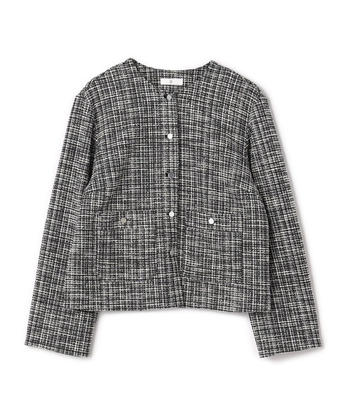 CROSS FUNCTION（クロスファンクション）の「《洗える・ストレッチ・シワになりにくい》正解 ツイードノーカラージャケット【CF/クロスファンクション】（ノーカラージャケット・レディース・ブラック/アイボリー・LL/M/L）」の22枚目の写真