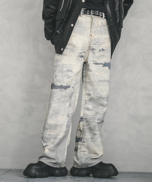 セール】all over design denim pants / オールオーバーデザインデニム 