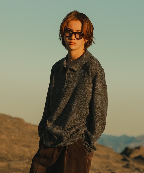 WETTEMPT(ウィテンプト)の「MERANGE KNIT POLO / メランジニットポロ(ニット/セーター・メンズ・ブルー/チャコール・SMALL/LARGE/MEDIUM)」の5枚目の写真
