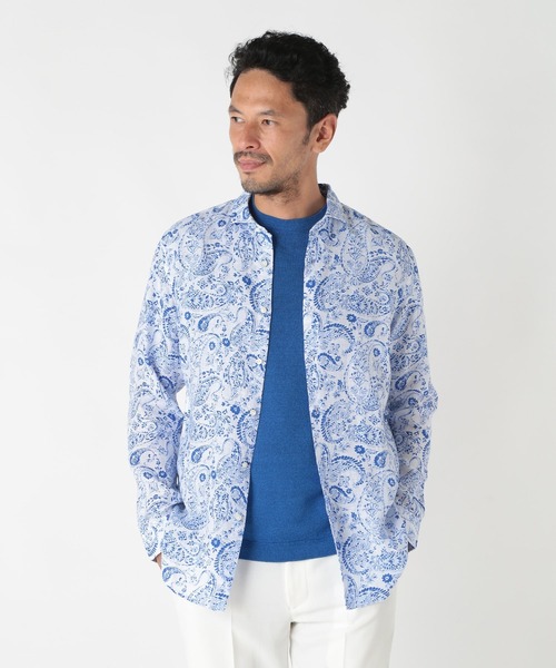 MEN'S BIGI(メンズビギ)の「【CANCLINI/カンクリーニ】プリントショートポイントシャツ(シャツ/ブラウス・メンズ・ブルー/ホワイト/ネイビー・01/02/03/04)」の1枚目の写真