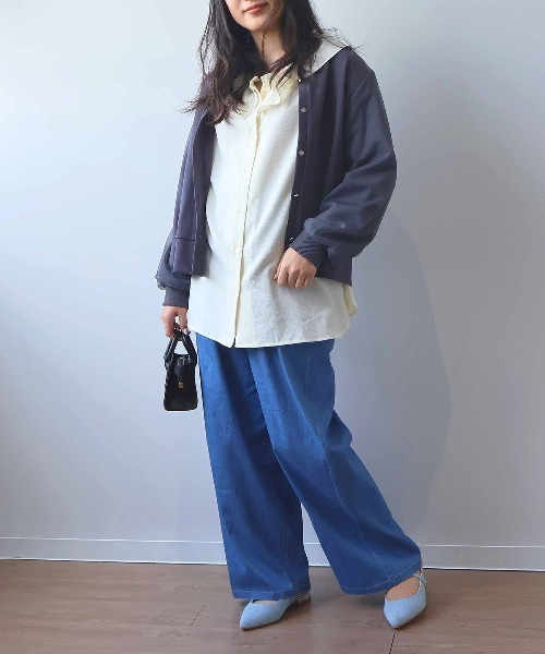 leswel(レスウェル)の「【L~5L 大きいサイズ】ライトデニムタックワイドパンツ(その他パンツ・レディース・ネイビー/ブルー・4L/3L/LL/L/5L)」の22枚目の写真