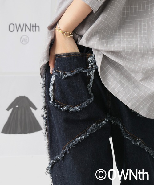 OWNth(オンス)の「フリンジデニムパンツ(その他パンツ・レディース・ライトブルー/インディゴブルー・LARGE/MEDIUM)」の2枚目の写真