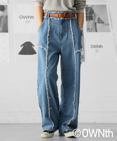 OWNth(オンス)の「フリンジデニムパンツ(その他パンツ・レディース・ライトブルー/インディゴブルー・LARGE/MEDIUM)」の1枚目の写真