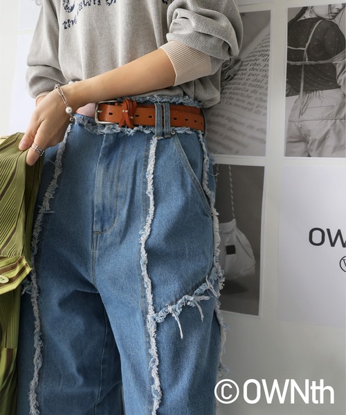OWNth(オンス)の「フリンジデニムパンツ(その他パンツ・レディース・ライトブルー/インディゴブルー・LARGE/MEDIUM)」の3枚目の写真