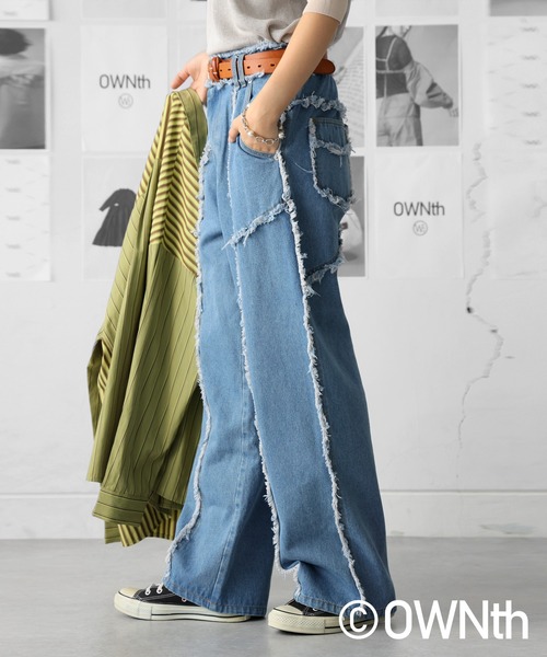 OWNth(オンス)の「フリンジデニムパンツ(その他パンツ・レディース・ライトブルー/インディゴブルー・LARGE/MEDIUM)」の5枚目の写真