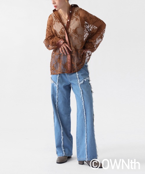 OWNth(オンス)の「フリンジデニムパンツ(その他パンツ・レディース・ライトブルー/インディゴブルー・LARGE/MEDIUM)」の17枚目の写真