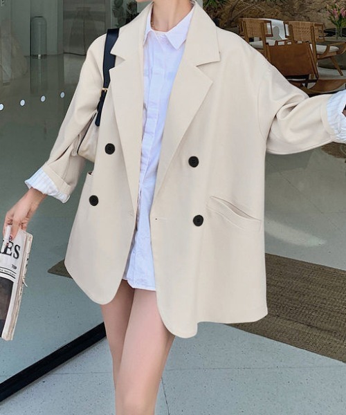 WEGO(ウィゴー)の「WEGO/オーバーサイズダブルジャケット(テーラードジャケット・レディース・ブラック/アイボリー・LARGE/MEDIUM/SMALL)」の22枚目の写真