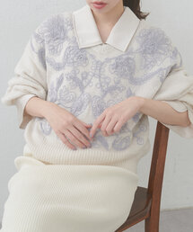 【WEB限定】天竺刺繍ニット