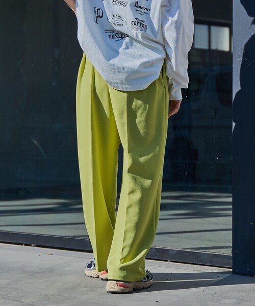 coen（コーエン）の「イージービューティーワイドパンツ（WEB限定サイズ）（スラックス・レディース・ライム/ダークグレー/コバルトブルー/ブラック・S/M/L/XL）」の16枚目の写真