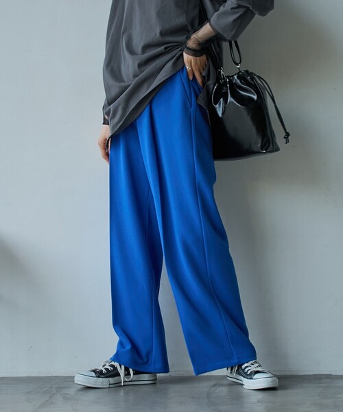 coen（コーエン）の「イージービューティーワイドパンツ（WEB限定サイズ）（スラックス・レディース・ライム/ダークグレー/コバルトブルー/ブラック・S/M/L/XL）」の20枚目の写真