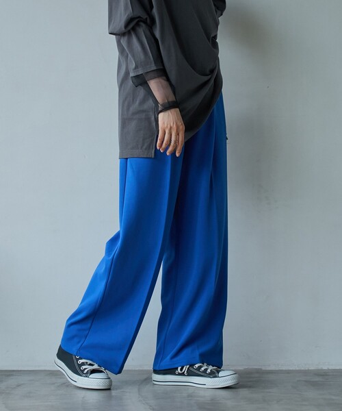 coen（コーエン）の「イージービューティーワイドパンツ（WEB限定サイズ）（スラックス・レディース・ライム/ダークグレー/コバルトブルー/ブラック・S/M/L/XL）」の21枚目の写真