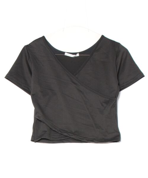 Asterellivi(アステレリビ)の「Vネックヘソ出しTシャツ肩だしショート丈(Tシャツ/カットソー・レディース・ホワイト/ブラック・M/L)」の8枚目の写真