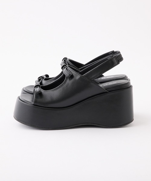 one after another NICE CLAUP（ワンアフターアナザーナイスクラップ）の「厚底リボンサンダル（サンダル・レディース・ピンク/アイボリー/ブラック・S/M/L）」の5枚目の写真