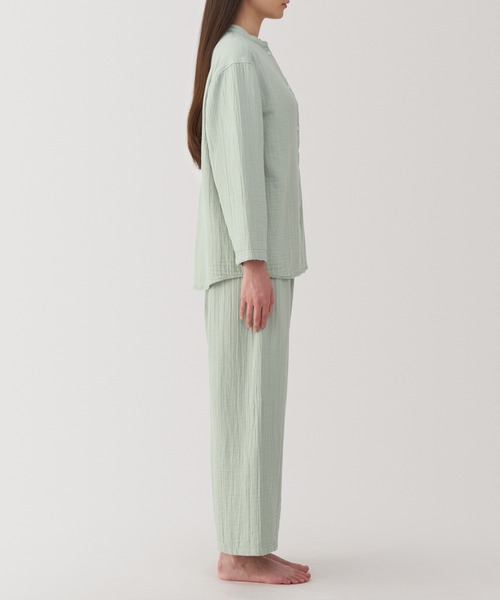 新品／無印良品／大きいサイズL／脇に縫い目のないチーズクロスガーゼ長袖パジャマ セール】婦人 脇に縫い目のない チーズクロスガーゼ長袖パジャマ