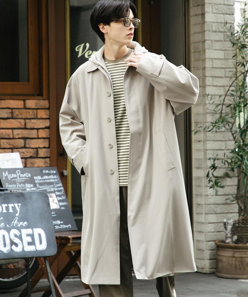 SENSE OF PLACE by URBAN RESEARCH（センスオブプレイスバイアーバンリサーチ）の「『ユニセックス』バルマカーンロングコート（ステンカラーコート・メンズ・ベージュ/ネイビー/ブラック系その他・MEDIUM/LARGE）」の4枚目の写真