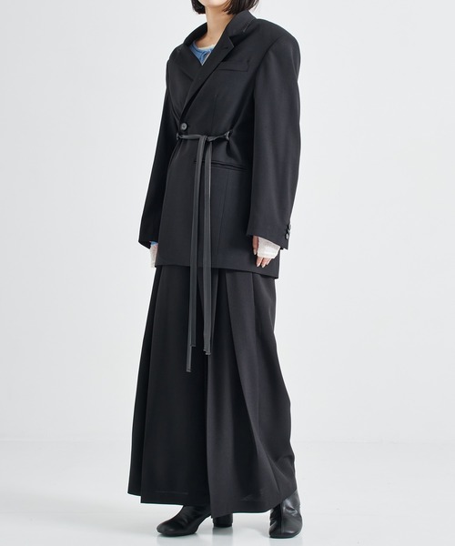 STUDIOUS(ステュディオス)の「【STUDIOUS/ステュディオス】Leather Belted Tailored Jacket/レザーベルテッドテイラードジャケット(テーラードジャケット・レディース・ブラック/ベージュ・1/2)」の7枚目の写真